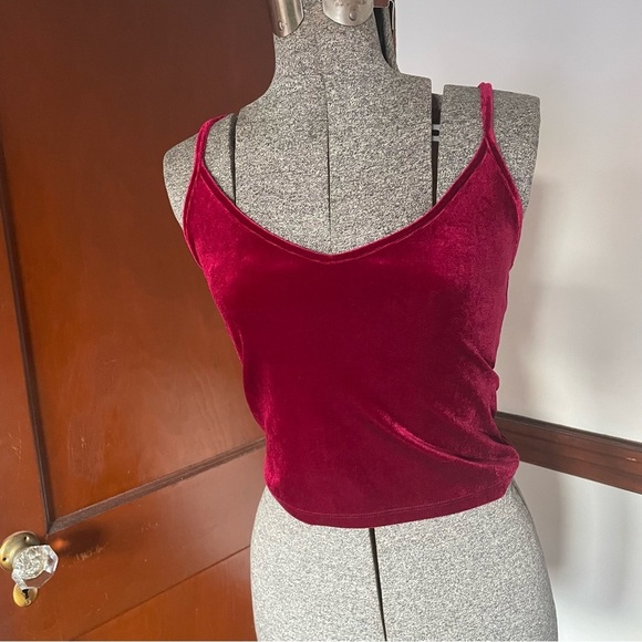 Forever 21 Tops - Magenta Fitted Velvet Whimsigoth Camisole Tank Top with Spaghetti Straps